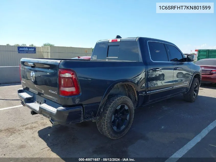 2019 Ram 1500 Limited 4X4 5'7 Box VIN: 1C6SRFHT7KN801599 Lot: 40071657