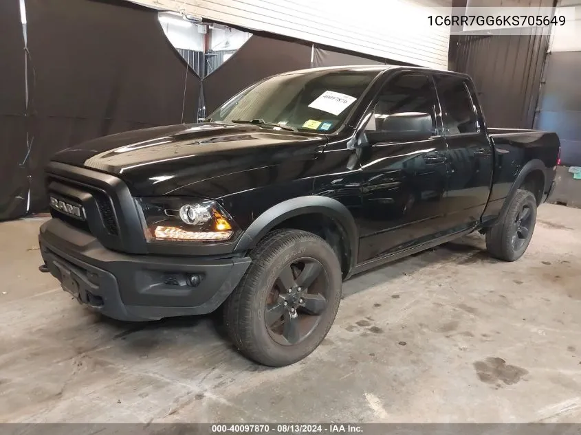 2019 Ram 1500 Classic Warlock Quad Cab 4X4 6'4 Box VIN: 1C6RR7GG6KS705649 Lot: 40097870