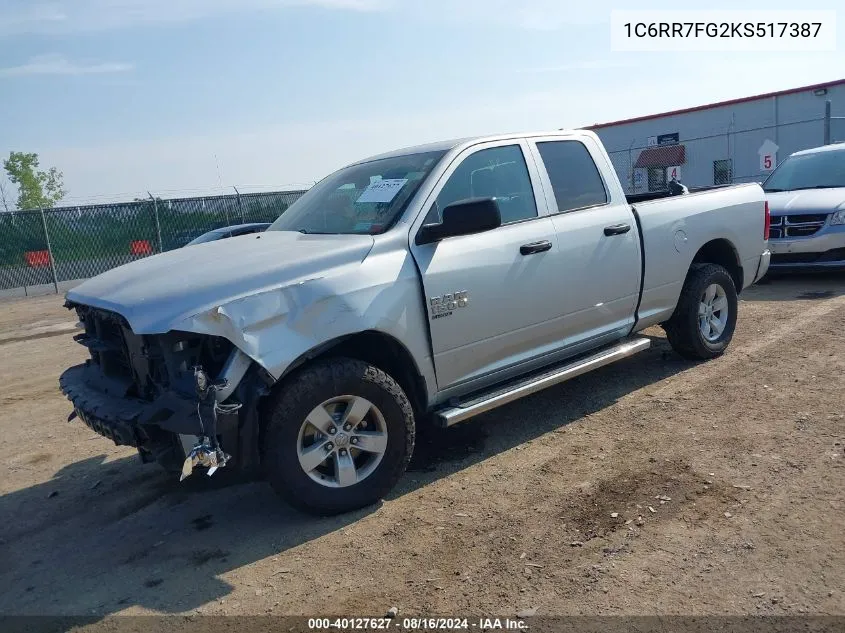 2019 Ram 1500 Classic Express Quad Cab 4X4 6'4 Box VIN: 1C6RR7FG2KS517387 Lot: 40127627