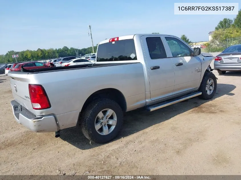 2019 Ram 1500 Classic Express Quad Cab 4X4 6'4 Box VIN: 1C6RR7FG2KS517387 Lot: 40127627