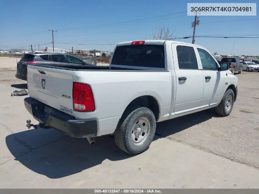 2019 Ram 1500 Classic Tradesman 4X4 5'7 Box VIN: 3C6RR7KT4KG704981 Lot: 40132847