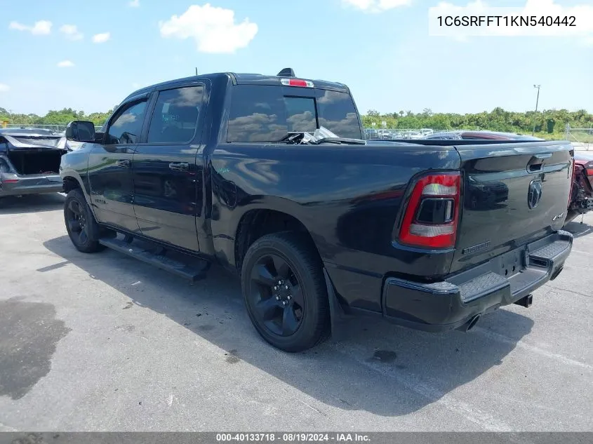 2019 Ram 1500 Big Horn/Lone Star 4X4 5'7 Box VIN: 1C6SRFFT1KN540442 Lot: 40133718