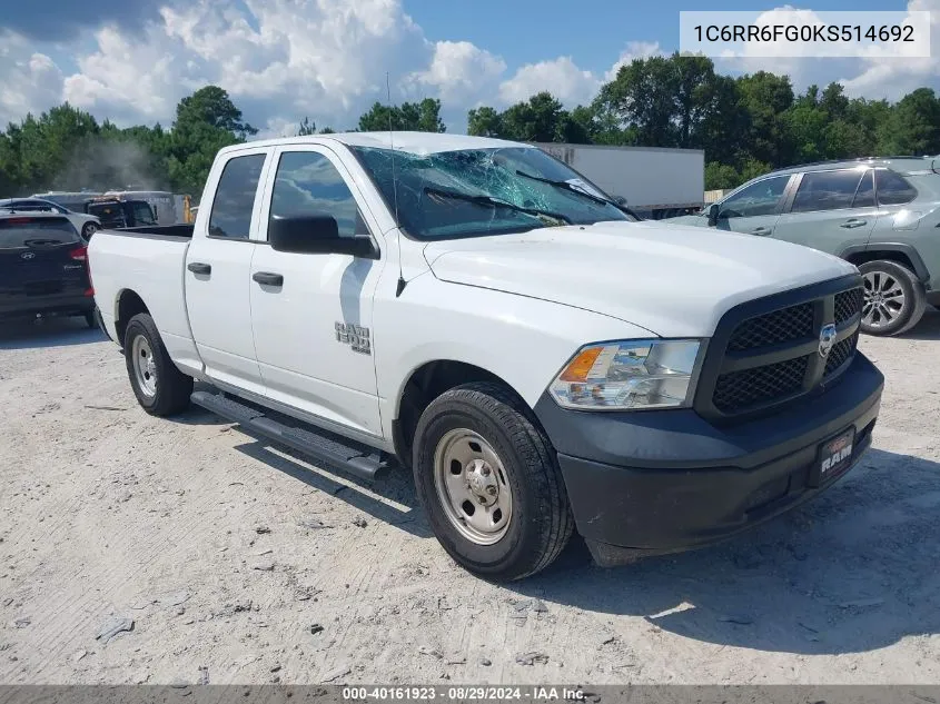 2019 Ram 1500 Classic Tradesman Quad Cab 4X2 6'4 Box VIN: 1C6RR6FG0KS514692 Lot: 40161923