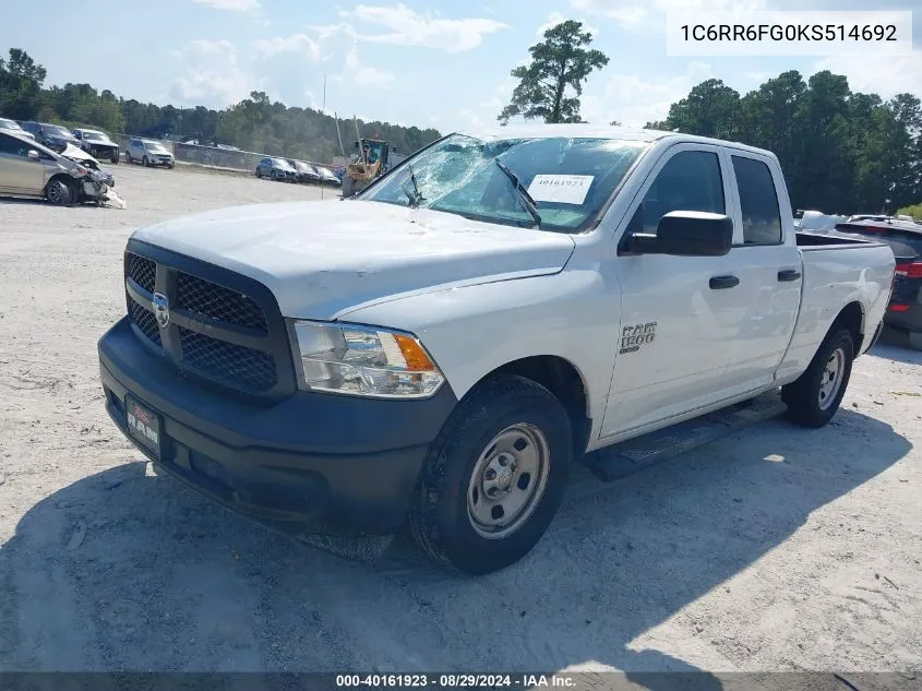 2019 Ram 1500 Classic Tradesman Quad Cab 4X2 6'4 Box VIN: 1C6RR6FG0KS514692 Lot: 40161923