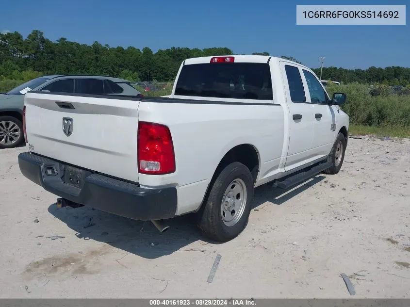 2019 Ram 1500 Classic Tradesman Quad Cab 4X2 6'4 Box VIN: 1C6RR6FG0KS514692 Lot: 40161923