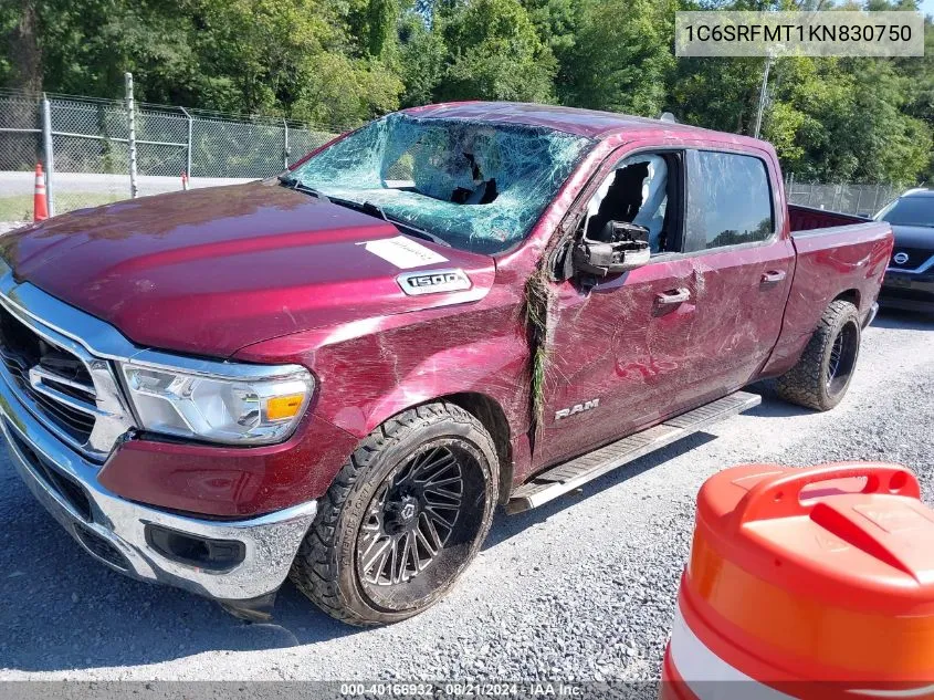 2019 Ram 1500 Big Horn/Lone Star 4X4 6'4 Box VIN: 1C6SRFMT1KN830750 Lot: 40166932