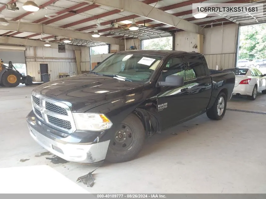 1C6RR7LT3KS511681 2019 Ram 1500 Classic Slt