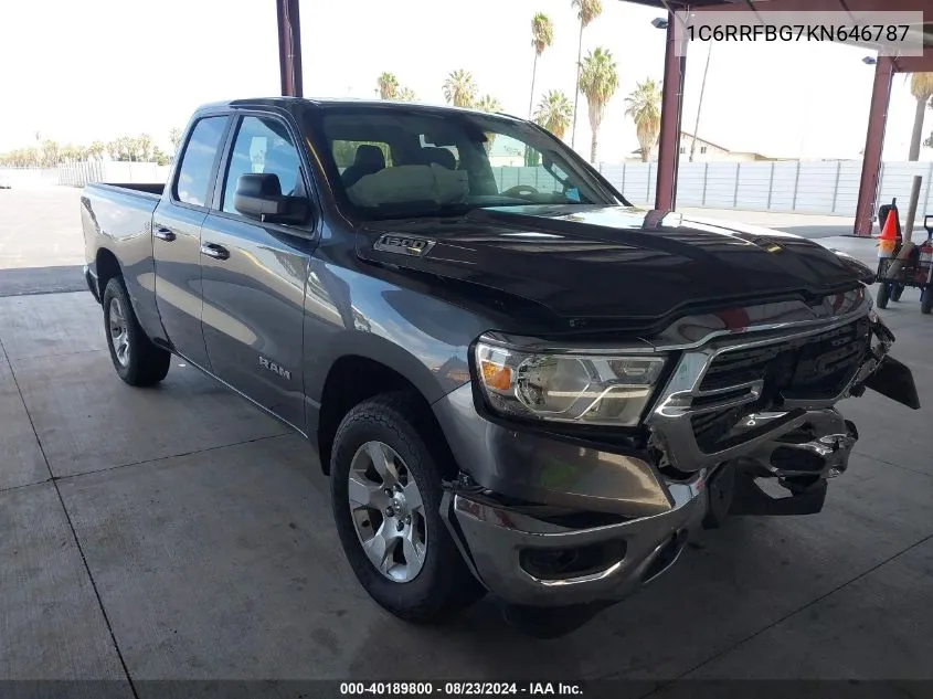 2019 Ram 1500 Big Horn/Lone Star Quad Cab 4X4 6'4 Box VIN: 1C6RRFBG7KN646787 Lot: 40189800