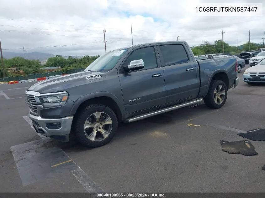 2019 Ram 1500 Laramie 4X4 5'7 Box VIN: 1C6SRFJT5KN587447 Lot: 40190565