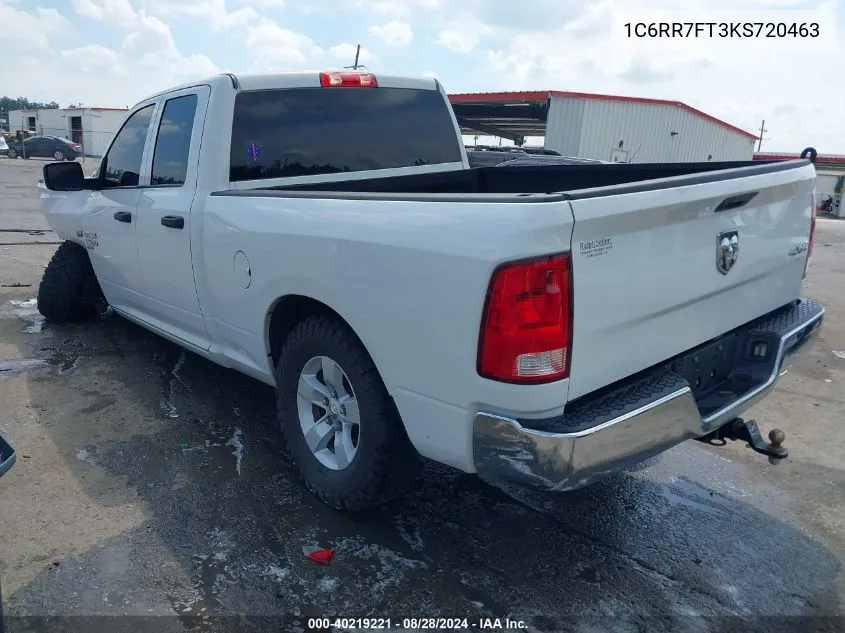 2019 Ram 1500 Classic Tradesman Quad Cab 4X4 6'4 Box VIN: 1C6RR7FT3KS720463 Lot: 40219221