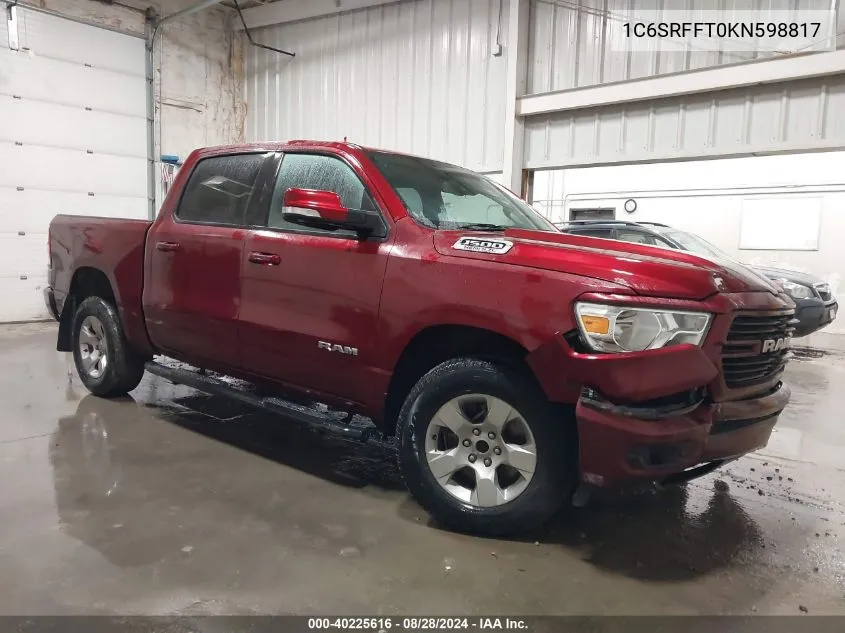 2019 Ram 1500 Big Horn/Lone Star 4X4 5'7 Box VIN: 1C6SRFFT0KN598817 Lot: 40225616