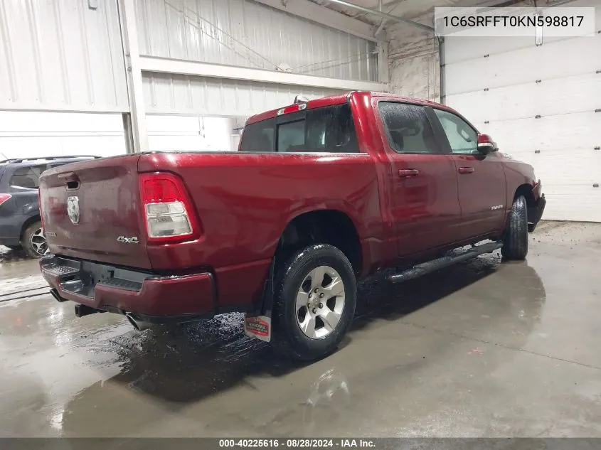 1C6SRFFT0KN598817 2019 Ram 1500 Big Horn/Lone Star 4X4 5'7 Box