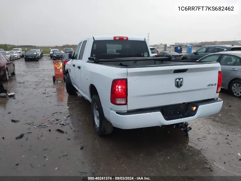 2019 Ram 1500 Classic Tradesman Quad Cab 4X4 6'4 Box VIN: 1C6RR7FT7KS682462 Lot: 40241374