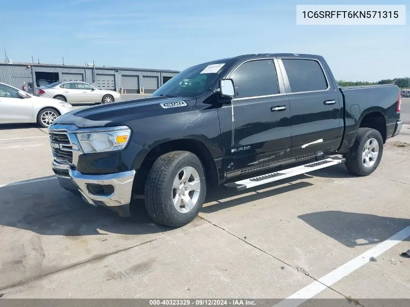 2019 Ram 1500 Big Horn/Lone Star 4X4 5'7 Box VIN: 1C6SRFFT6KN571315 Lot: 40323329