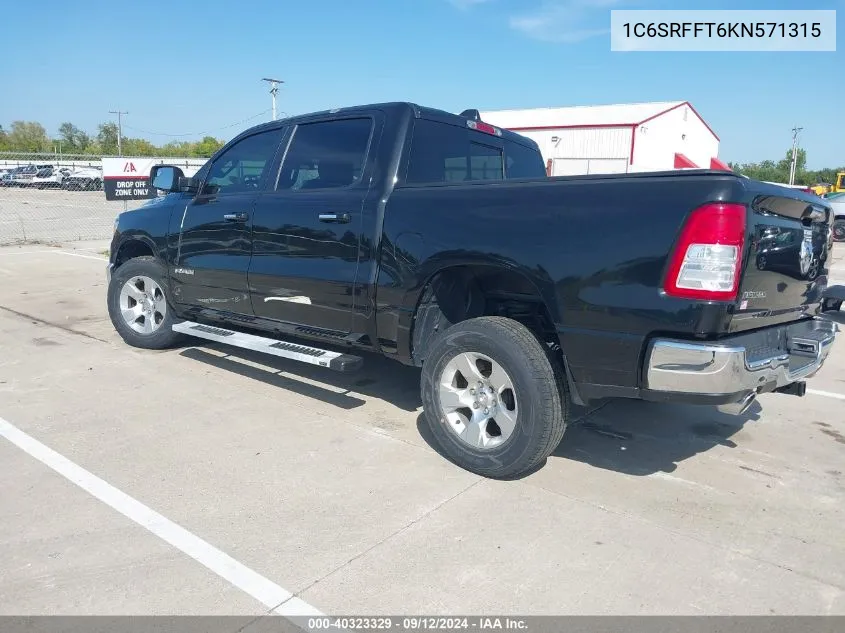 1C6SRFFT6KN571315 2019 Ram 1500 Big Horn/Lone Star 4X4 5'7 Box