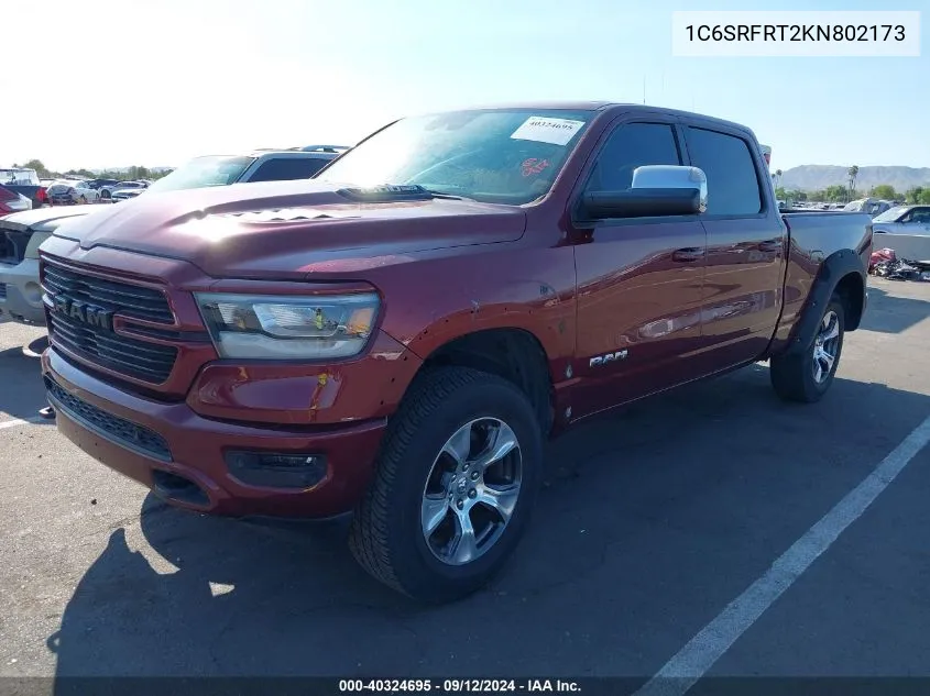 2019 Ram 1500 Laramie 4X4 6'4 Box VIN: 1C6SRFRT2KN802173 Lot: 40324695