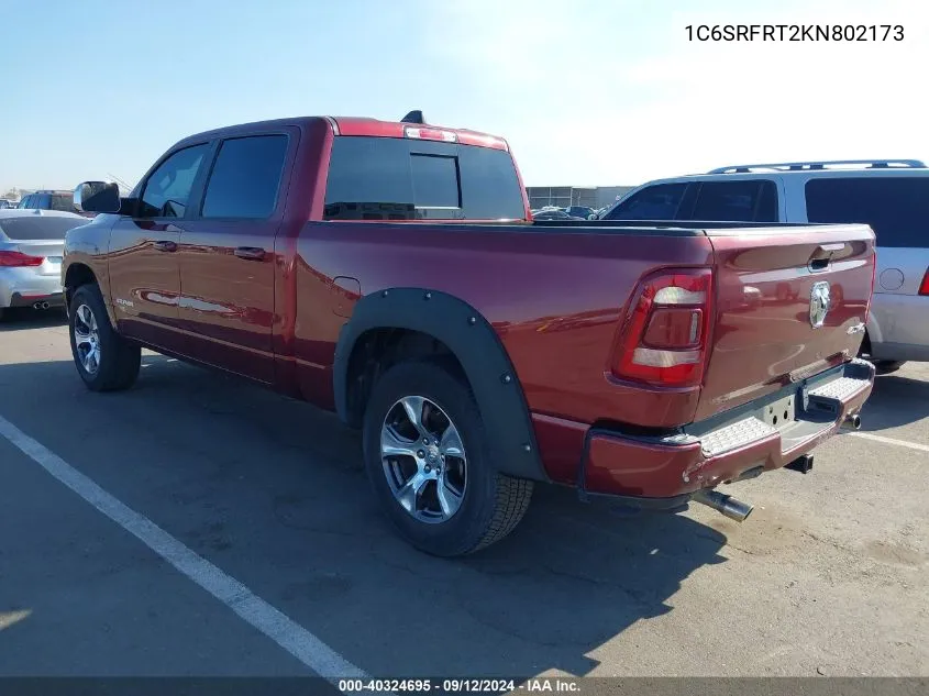 2019 Ram 1500 Laramie 4X4 6'4 Box VIN: 1C6SRFRT2KN802173 Lot: 40324695