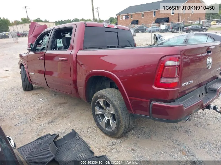 2019 Ram 1500 Laramie VIN: 1C6SRFJT0KN910450 Lot: 40330490