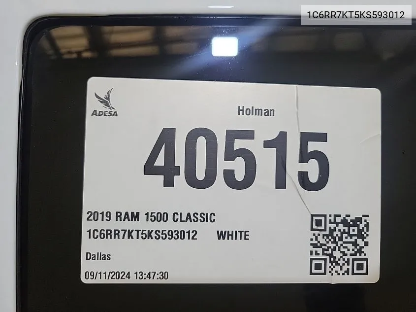 1C6RR7KT5KS593012 2019 Ram 1500 Classic Tradesman 4X4 5'7 Box