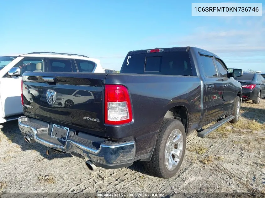 2019 Ram 1500 Big Horn/Lone Star VIN: 1C6SRFMT0KN736746 Lot: 40470315