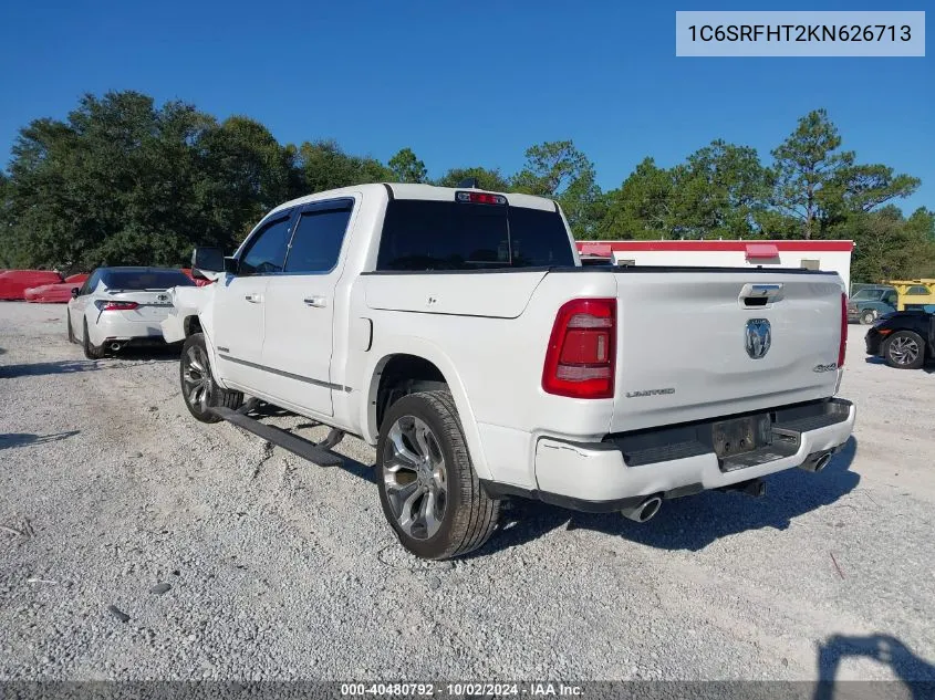 2019 Ram 1500 Limited 4X4 5'7 Box VIN: 1C6SRFHT2KN626713 Lot: 40480792