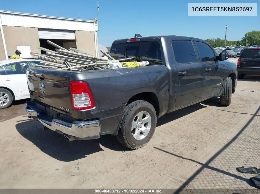 2019 Ram 1500 Big Horn/Lone Star 4X4 5'7 Box VIN: 1C6SRFFT5KN852697 Lot: 40493712