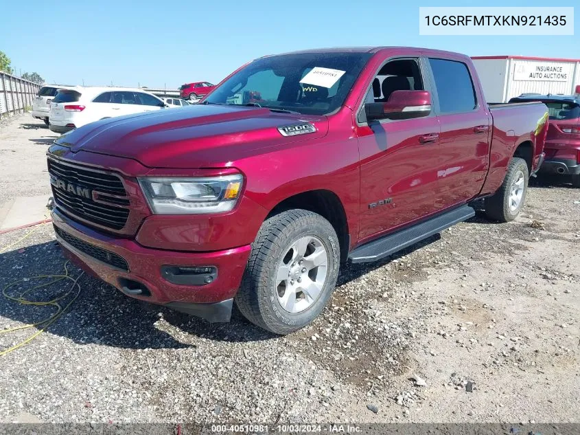 2019 Ram 1500 Big Horn/Lone Star 4X4 6'4 Box VIN: 1C6SRFMTXKN921435 Lot: 40510981