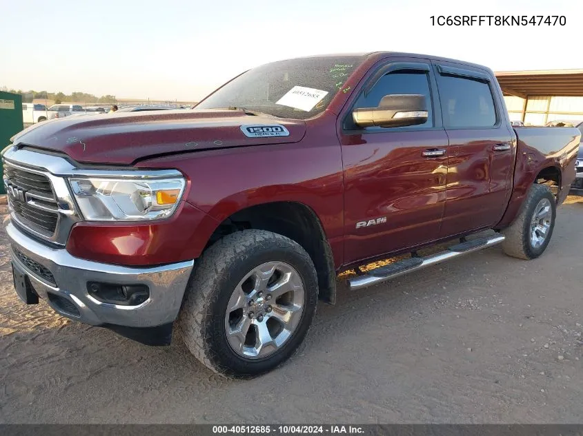 2019 Ram 1500 Big Horn/Lone Star 4X4 5'7 Box VIN: 1C6SRFFT8KN547470 Lot: 40512685