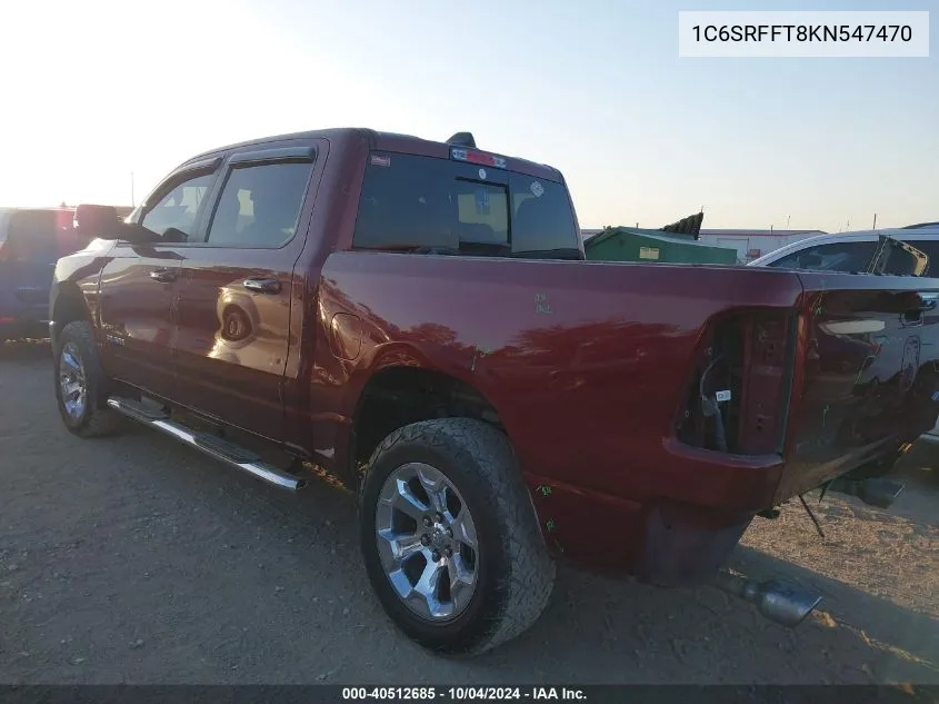 2019 Ram 1500 Big Horn/Lone Star 4X4 5'7 Box VIN: 1C6SRFFT8KN547470 Lot: 40512685