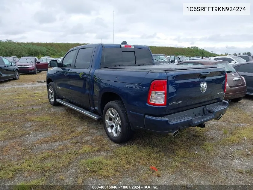 2019 Ram 1500 Big Horn/Lone Star VIN: 1C6SRFFT9KN924274 Lot: 40515846