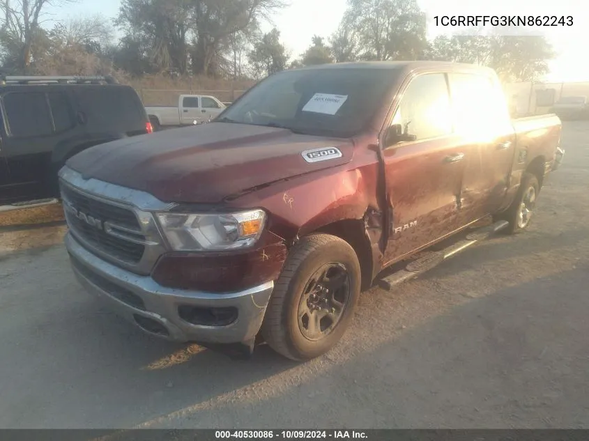 2019 Ram 1500 Big Horn/Lone Star VIN: 1C6RRFFG3KN862243 Lot: 40530086