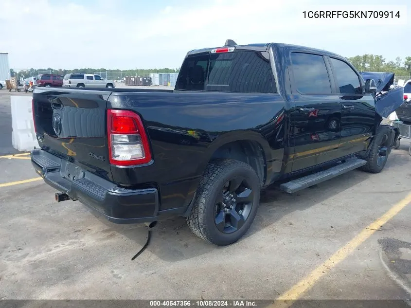 2019 Ram 1500 Big Horn/Lone Star 4X4 5'7 Box VIN: 1C6RRFFG5KN709914 Lot: 40547356