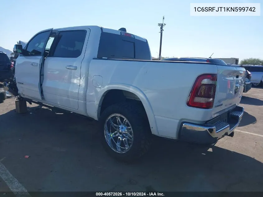 2019 Ram 1500 Laramie 4X4 5'7 Box VIN: 1C6SRFJT1KN599742 Lot: 40572026