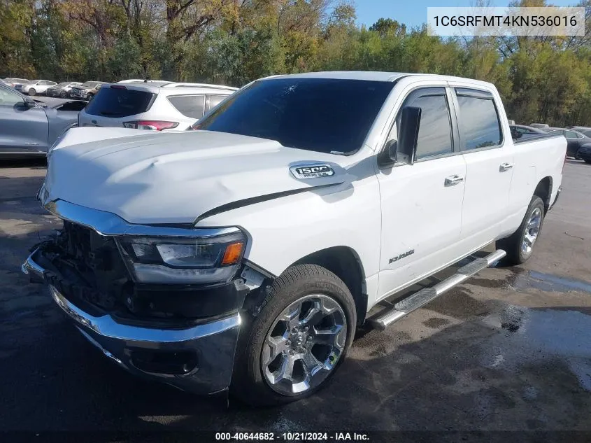 2019 Ram 1500 Big Horn/Lone Star 4X4 6'4 Box VIN: 1C6SRFMT4KN536016 Lot: 40644682