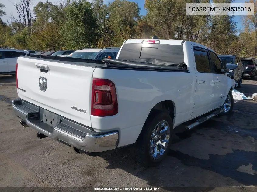 2019 Ram 1500 Big Horn/Lone Star 4X4 6'4 Box VIN: 1C6SRFMT4KN536016 Lot: 40644682