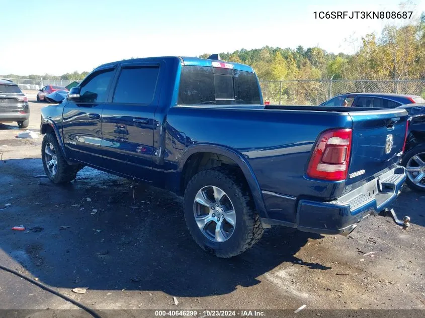 2019 Ram 1500 Laramie 4X4 5'7 Box VIN: 1C6SRFJT3KN808687 Lot: 40646299