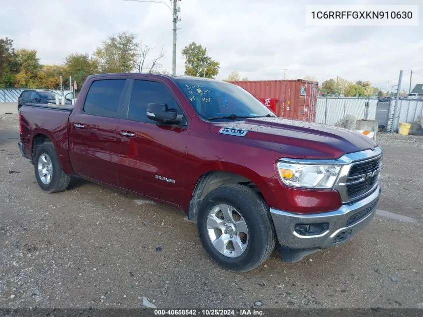 2019 Ram 1500 Big Horn/Lone Star 4X4 5'7 Box VIN: 1C6RRFFGXKN910630 Lot: 40658542