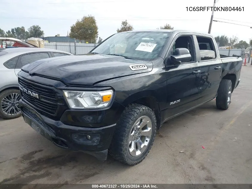 2019 Ram 1500 Big Horn/Lone Star 4X4 5'7 Box VIN: 1C6SRFFT0KN804461 Lot: 40672327