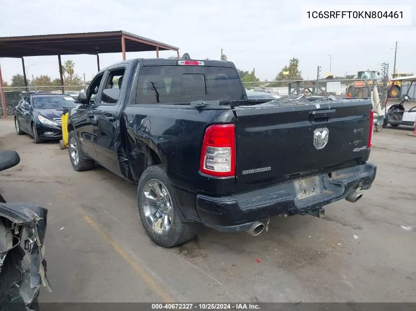 2019 Ram 1500 Big Horn/Lone Star 4X4 5'7 Box VIN: 1C6SRFFT0KN804461 Lot: 40672327