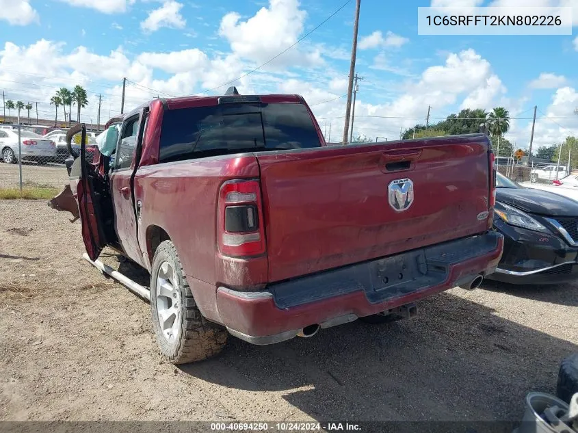 2019 Ram 1500 Big Horn/Lone Star 4X4 5'7 Box VIN: 1C6SRFFT2KN802226 Lot: 40694250