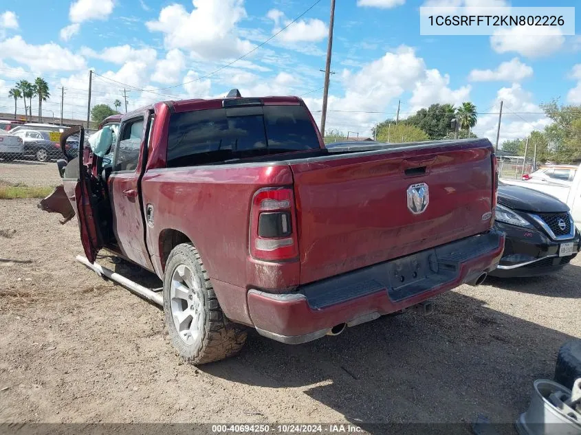 2019 Ram 1500 Big Horn/Lone Star 4X4 5'7 Box VIN: 1C6SRFFT2KN802226 Lot: 40694250