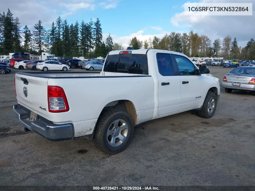 2019 Ram 1500 Tradesman 4X4 6'4 Box VIN: 1C6SRFCT3KN532864 Lot: 40728421