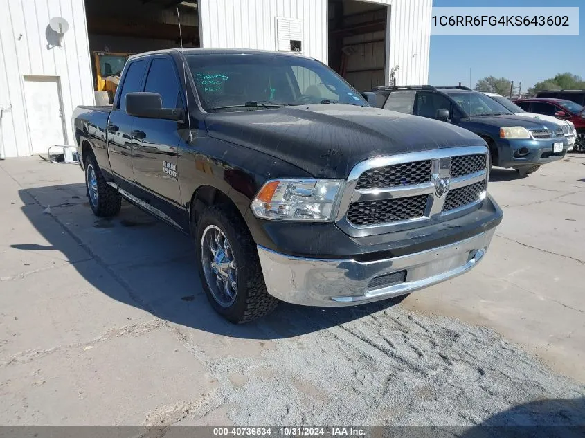 2019 Ram 1500 Classic Tradesman 4X2 6'4 Box VIN: 1C6RR6FG4KS643602 Lot: 40736534