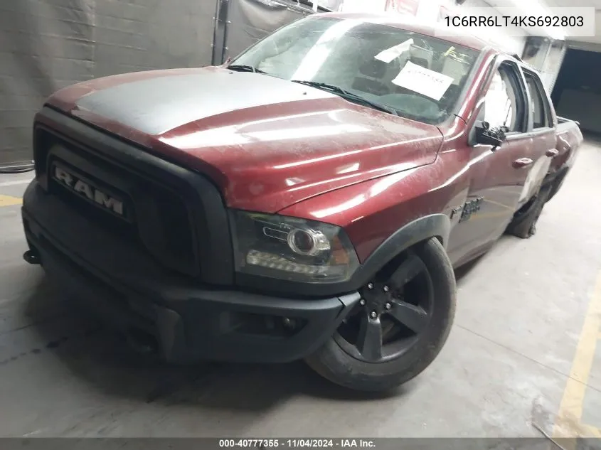 2019 Ram 1500 Classic Warlock 4X2 5'7 Box VIN: 1C6RR6LT4KS692803 Lot: 40777355