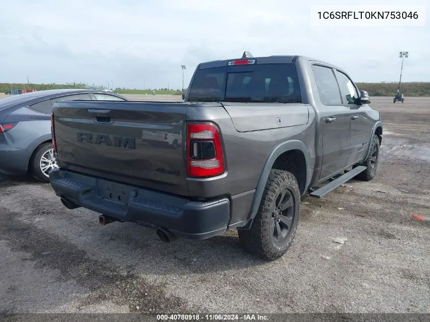 2019 Ram 1500 Rebel 4X4 5'7 Box VIN: 1C6SRFLT0KN753046 Lot: 40780918