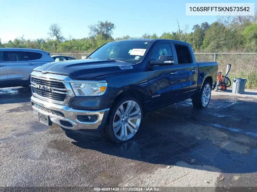 2019 Ram 1500 Big Horn/Lone Star 4X4 5'7 Box VIN: 1C6SRFFT5KN573542 Lot: 40891438