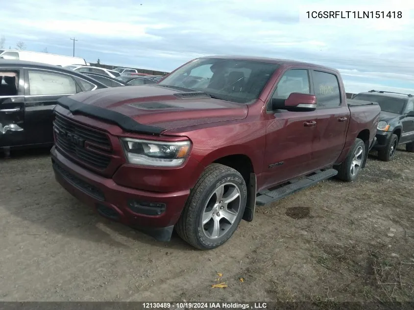 2020 Ram 1500 Rebel VIN: 1C6SRFLT1LN151418 Lot: 12130489