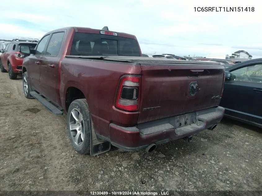 2020 Ram 1500 Rebel VIN: 1C6SRFLT1LN151418 Lot: 12130489