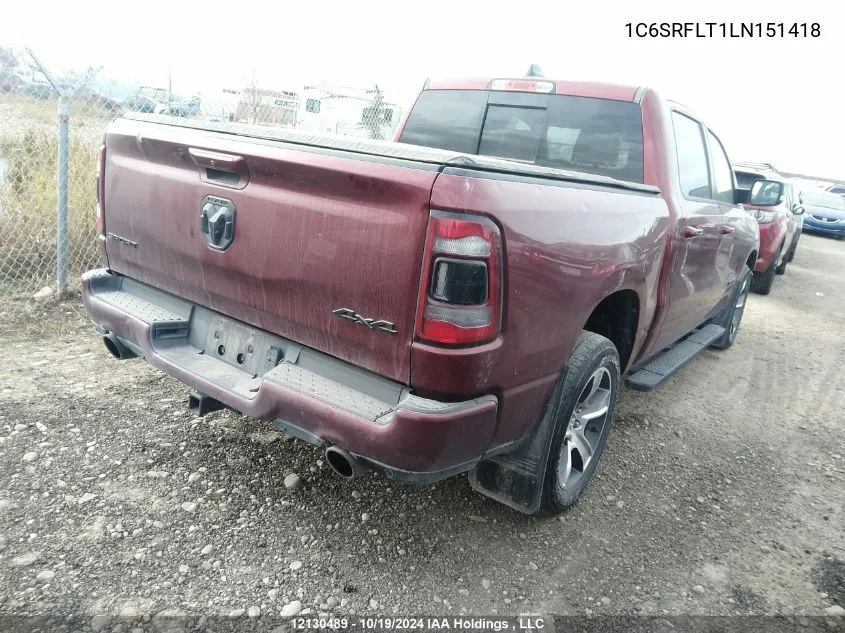 2020 Ram 1500 Rebel VIN: 1C6SRFLT1LN151418 Lot: 12130489