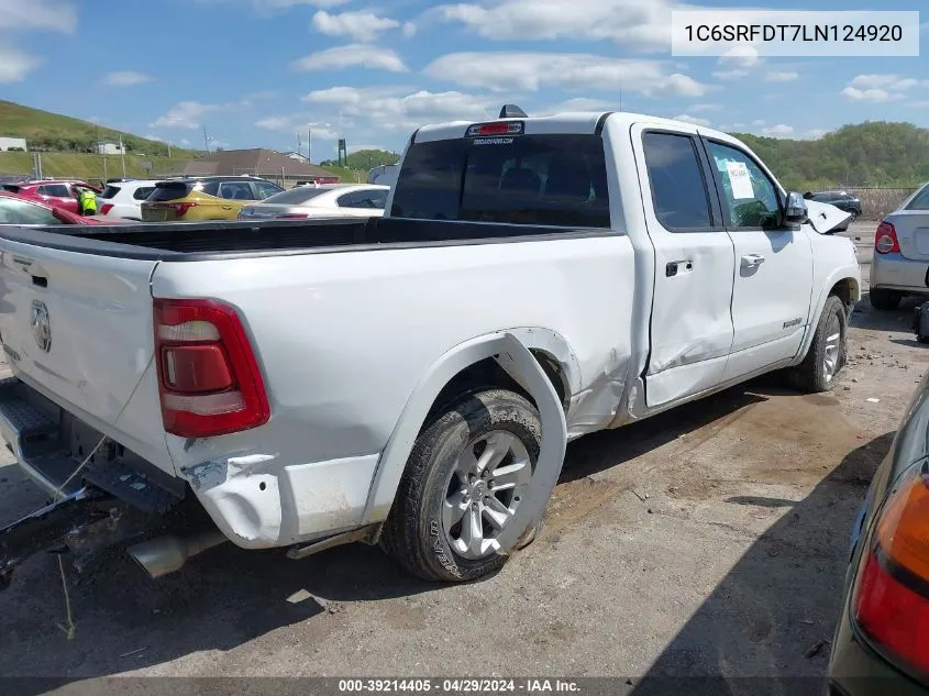 2020 Ram 1500 Laramie Quad Cab 4X4 6'4 Box VIN: 1C6SRFDT7LN124920 Lot: 39214405